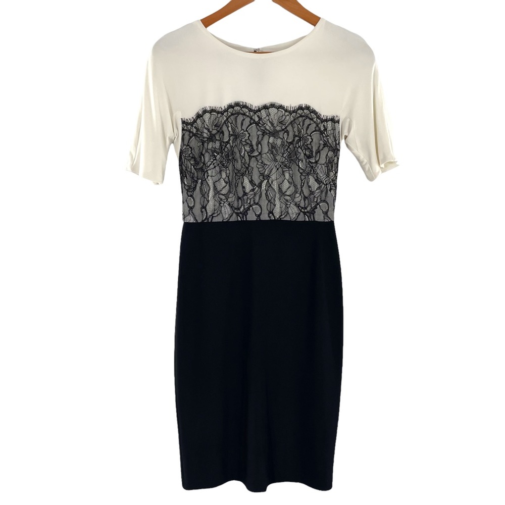 Suzi Chin for Maggy Boutique Color Block Dress with Black Lace Bodice in Size 2